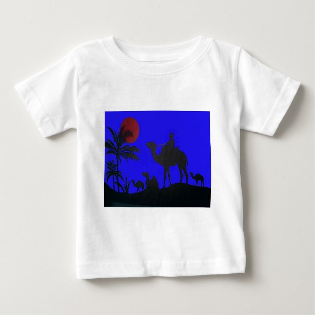 Beautiful Amazing Sunset Camel Safari Art Print Baby T-Shirt (Front)
