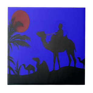Beautiful Amazing Sunset Camel Safari Art Print Ceramic Tile