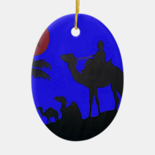 Beautiful Amazing Sunset Camel Safari Art Print Ceramic Tree Decoration