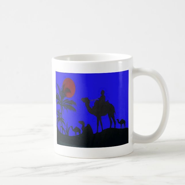 Beautiful Amazing Sunset Camel Safari Art Print Coffee Mug (Right)