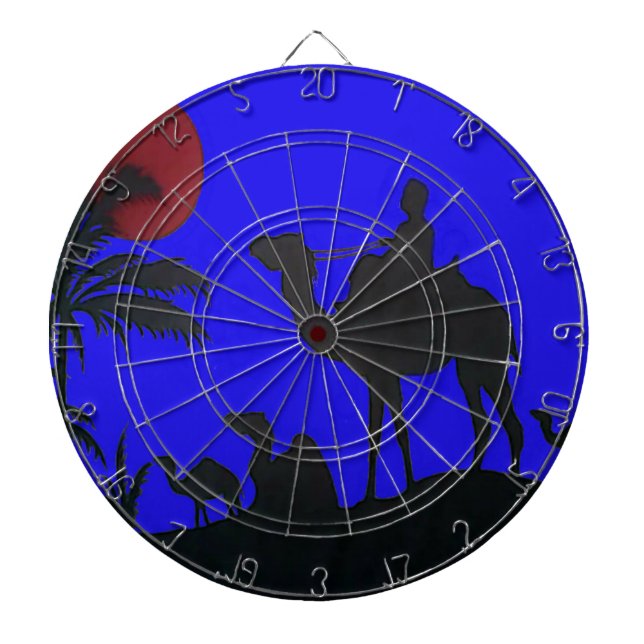 Beautiful Amazing Sunset Camel Safari Art Print Dartboard (Front)