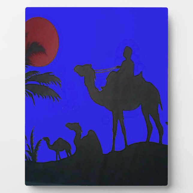 Beautiful Amazing Sunset Camel Safari Art Print Plaque (Front)