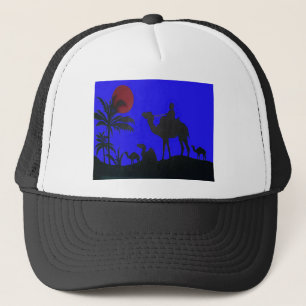 Beautiful Amazing Sunset Camel Safari Art Print Trucker Hat