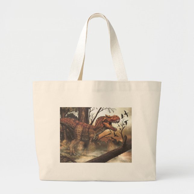 Beautiful amazing Survival Dinosaur Art Design Large Tote Bag (Front)