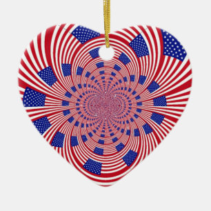 Beautiful Amazing United States Flag Kaleidoscope Ceramic Ornament