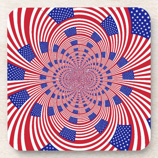 Beautiful Amazing United States Flag Kaleidoscope  Coaster (Front)