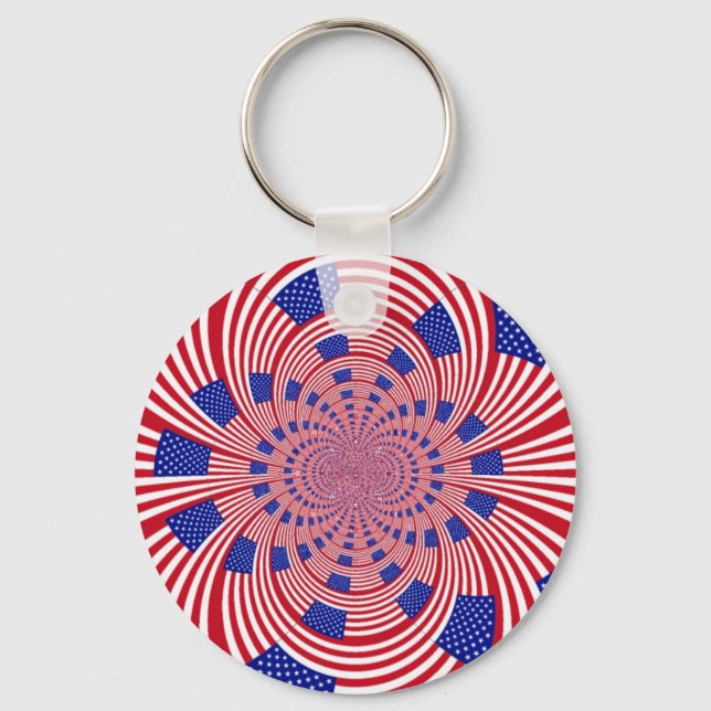 Beautiful Amazing United States Flag Kaleidoscope  Key Ring (Front)