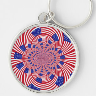 Beautiful Amazing United States Flag Kaleidoscope Key Ring