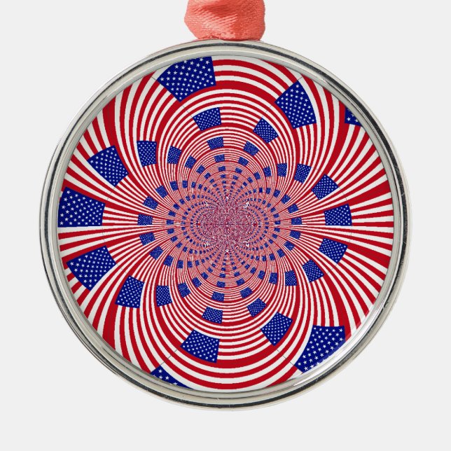 Beautiful Amazing United States Flag Kaleidoscope  Metal Ornament (Front)