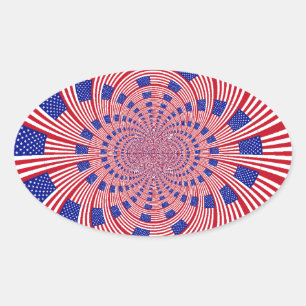 Beautiful Amazing United States Flag Kaleidoscope  Oval Sticker