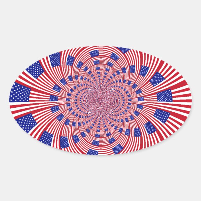 Beautiful Amazing United States Flag Kaleidoscope  Oval Sticker (Front)