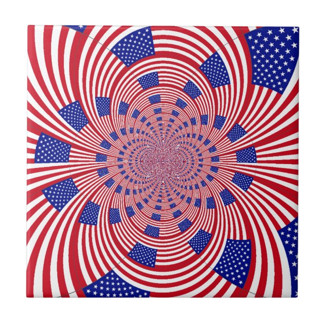 Beautiful Amazing United States Flag Kaleidoscope  Tile (Front)