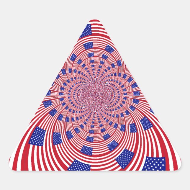 Beautiful Amazing United States Flag Kaleidoscope  Triangle Sticker (Front)