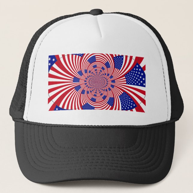 Beautiful Amazing United States Flag Kaleidoscope  Trucker Hat (Front)