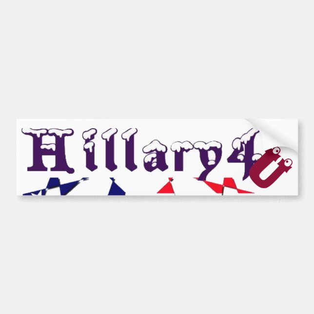Beautiful Amazing USA Hillary 4 You Snow-Cap Text Bumper Sticker (Front)