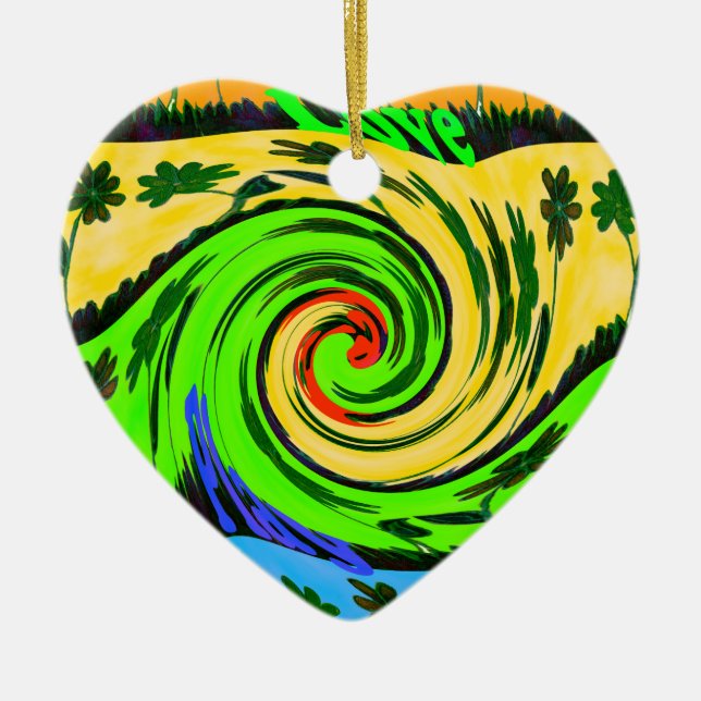 Beautiful Amazing Wavy Summer Wave Floral Colours Ceramic Ornament (Front)