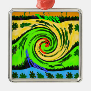 Beautiful Amazing Wavy Summer Wave Floral Colours Metal Ornament