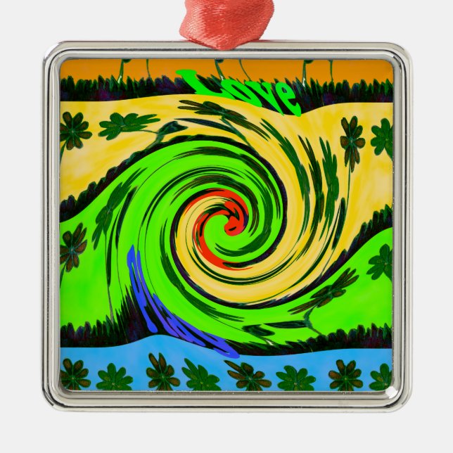 Beautiful Amazing Wavy Summer Wave Floral Colours Metal Ornament (Front)