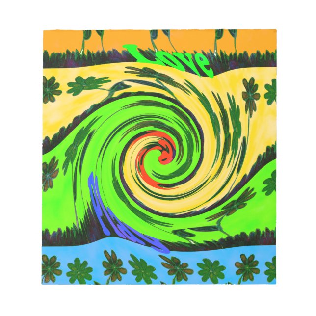 Beautiful Amazing Wavy Summer Wave Floral Colours Notepad (Front)