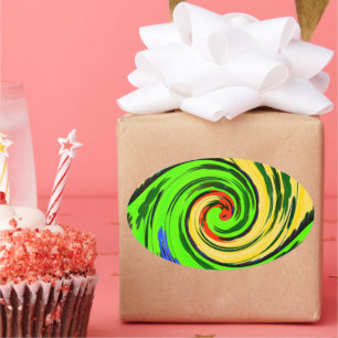 Beautiful Amazing Wavy Summer Wave Floral Colours Oval Sticker