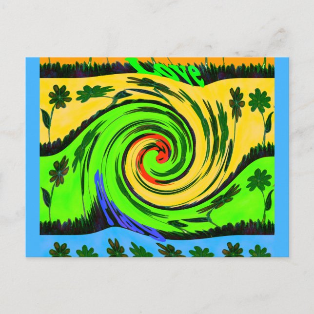 Beautiful Amazing Wavy Summer Wave Floral Colours Postcard (Front)