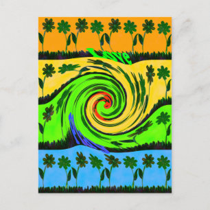 Beautiful Amazing Wavy Summer Wave Floral Colours Postcard