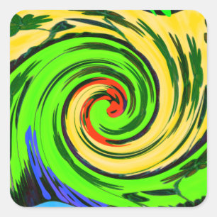 Beautiful Amazing Wavy Summer Wave Floral Colours Square Sticker