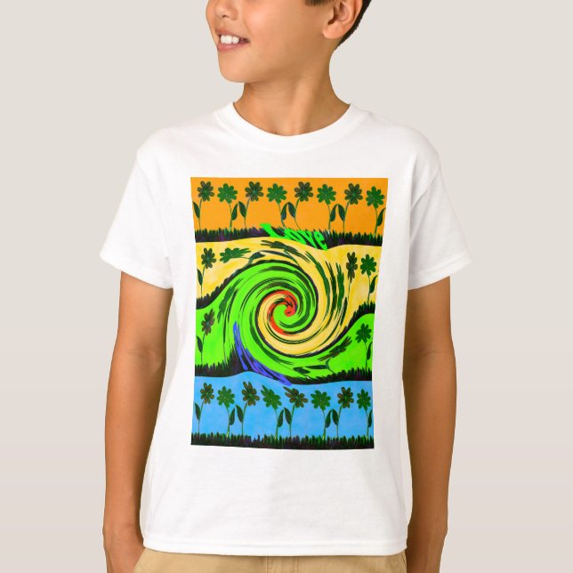 Beautiful Amazing Wavy Summer Wave Floral Colours T-Shirt (Front)