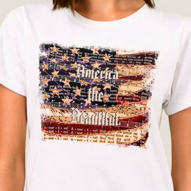 Beautiful America- Patriotic Women's  T-Shirt (Stylish Americana Fashion)