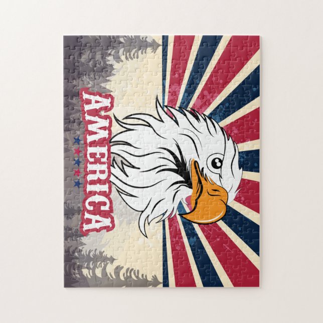 Beautiful American Flag / Eagle Jigsaw Puzzle (Vertical)