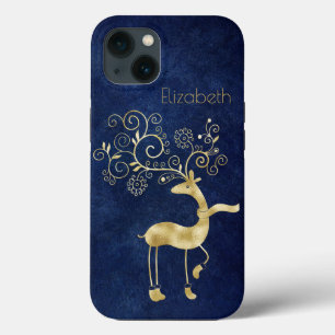 Beautiful, Amezing, Blue Christmas Reindeer iPhone 13 Case