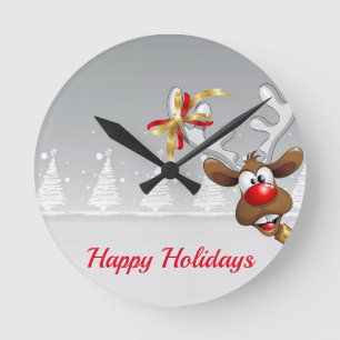 Beautiful, Amezing, Christmas Reindeer Round Clock