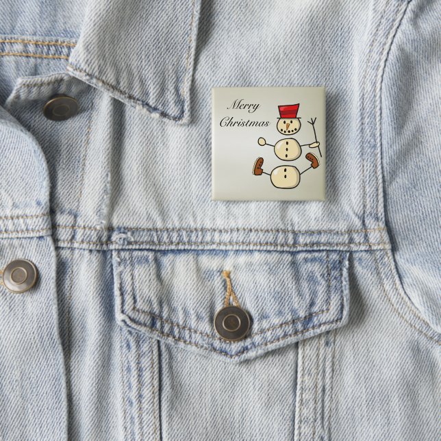 Beautiful, Amezing Christmas Snowman 15 Cm Square Badge (In Situ)