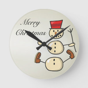 Beautiful, Amezing Christmas Snowman Silver Round Clock