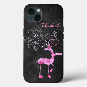 Beautiful, Amezing, Pink Christmas Reindeer iPhone 13 Case