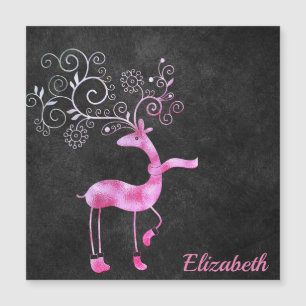 Beautiful, Amezing, Pink Christmas Reindeer Magnet
