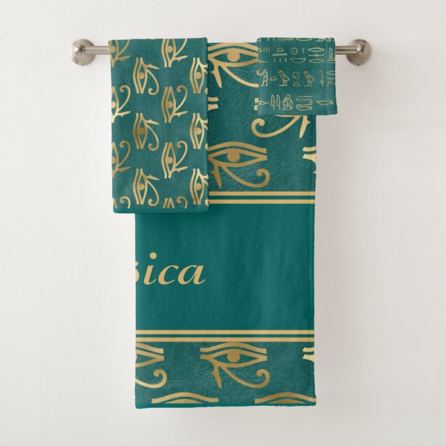 Beautiful ancient Egyptian eye faux golden symbol Bath Towel Set (Insitu)