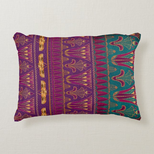 Beautiful ancient Egyptian pattern purple and teal Decorative Cushion (Front)