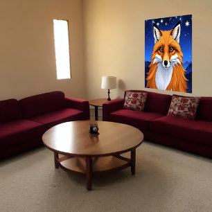 beautiful and adorable red fox   AI Art Poster