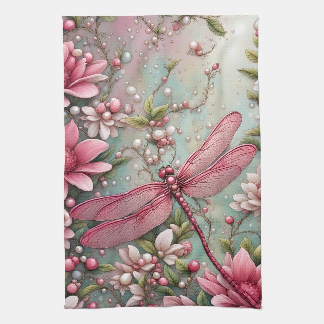 Beautiful and Colorful Dragonfly Kitchen Towel (Vertical)