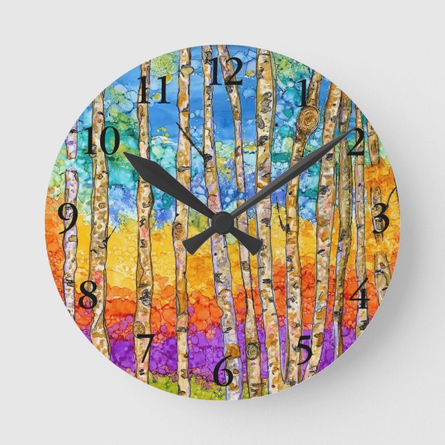 Beautiful and Colourful Aspen Tree Clock (Front)