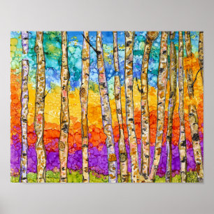 Beautiful and Colourful Aspen Tree Poster - 14"x11