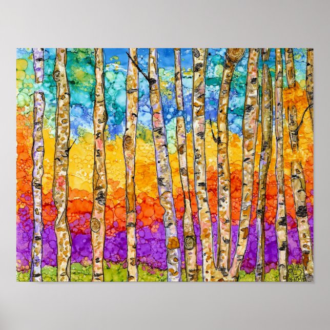 Beautiful and Colourful Aspen Tree Poster - 14"x11 (Front)