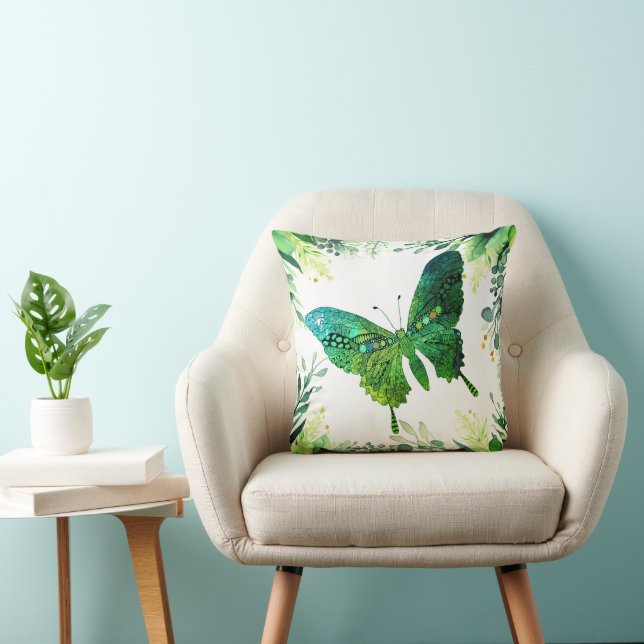 Beautiful and Colourful Butterfly Throw Pillow (Chair)