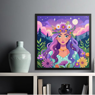 Beautiful and Colourful Floral Crown Art Poster