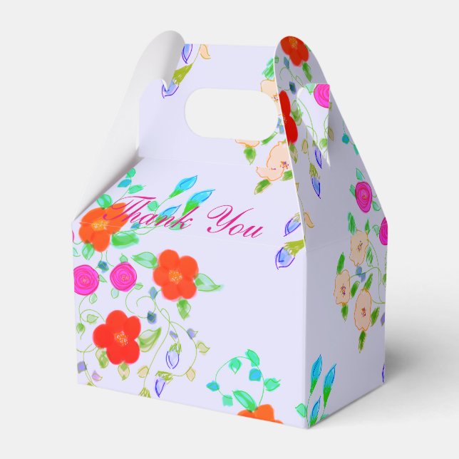 Beautiful And Colourful Flowered Favour Box (Front Side)