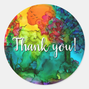 Beautiful and Colourful Forest Thank You Sticker