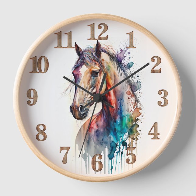 Beautiful and Colourful Horse Clock (Front)
