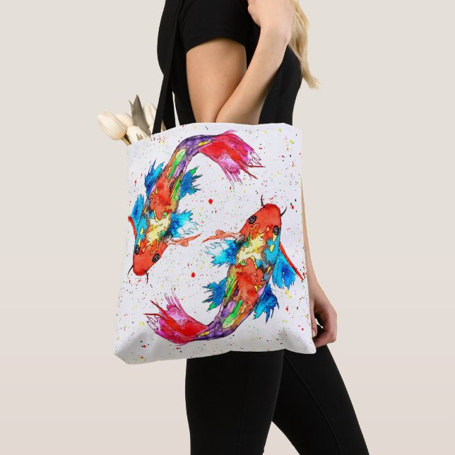 Beautiful and Colourful Koi Fish Tote Bag (Close Up)