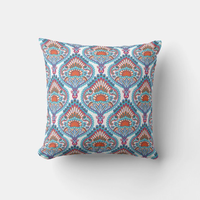Beautiful and Colourful Ornate Paisley Pattern Cushion (Front)